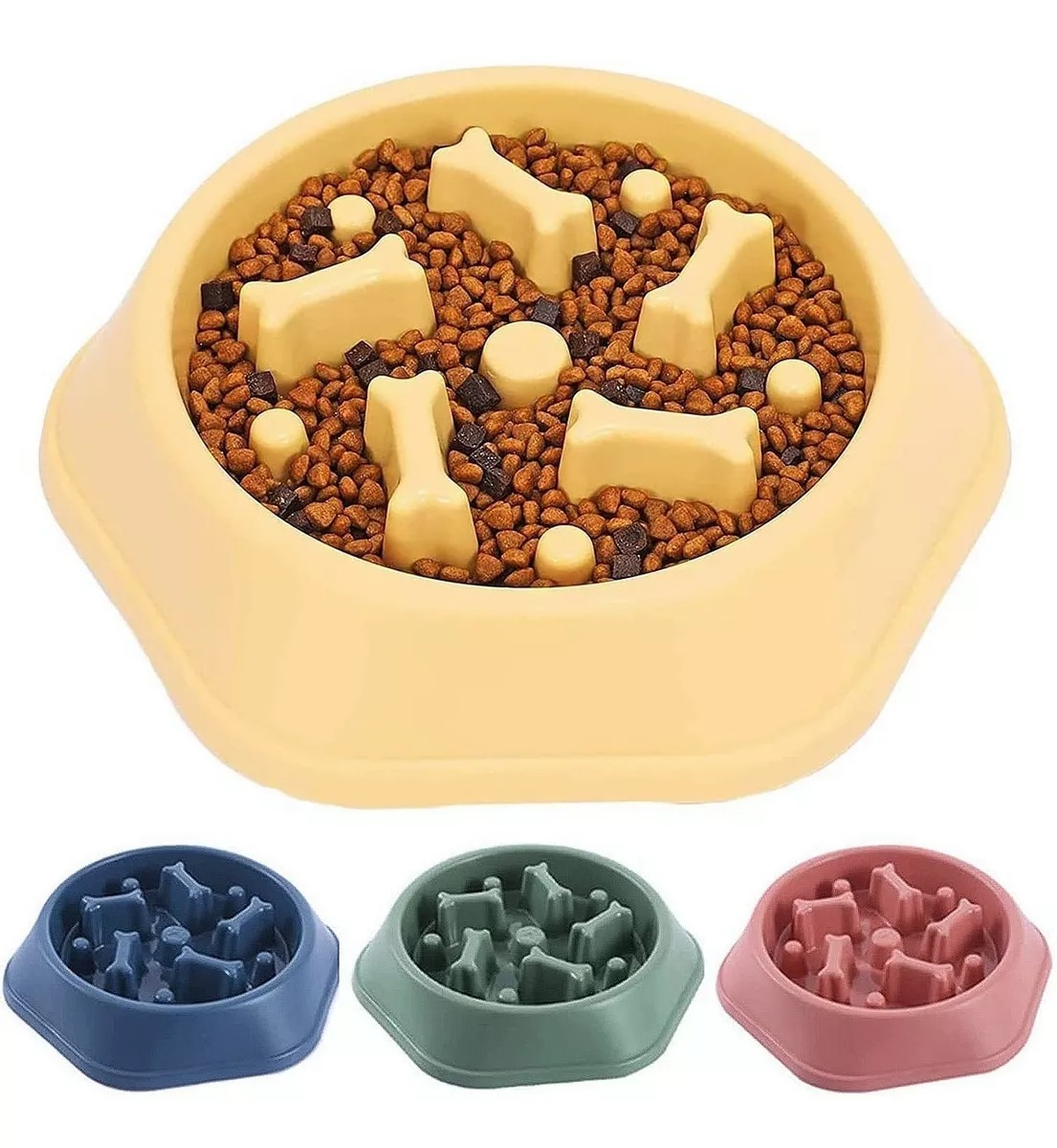 Plato De Alimentación Lenta Para Perro Mascota Comederos azul