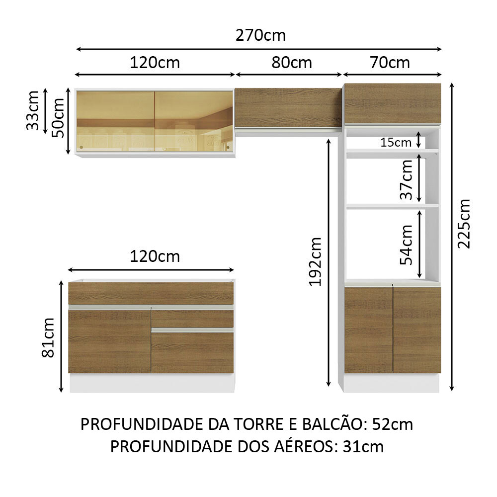 Cocina Integral Completa Modular Madesa Glamy 270cm BM 12
