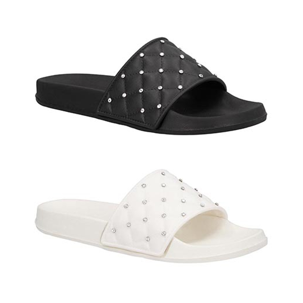 Sandalias 2 Pack HR B6724  Dama Metedera Sandalia Piso 2 par Color Blanco/Negro Talla 23 a 26