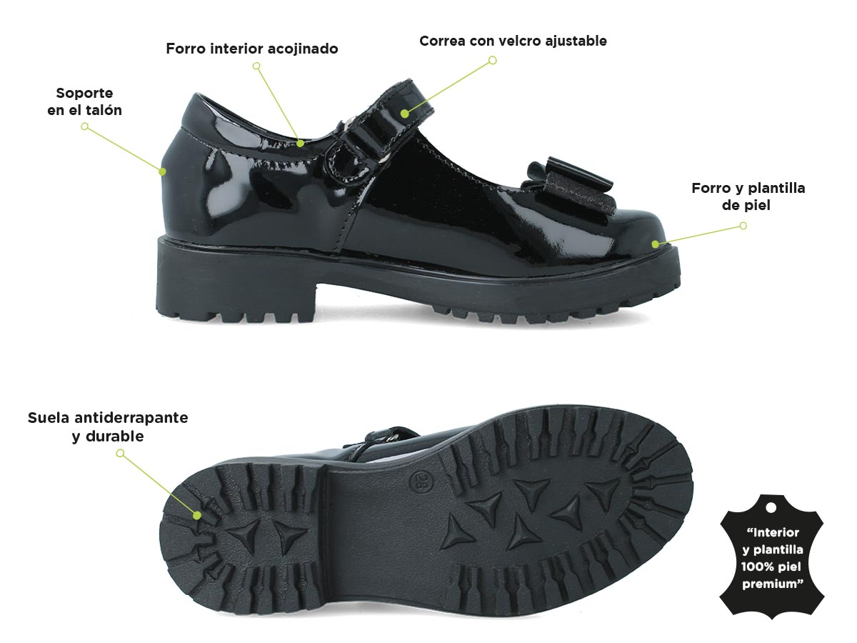 Zapatos Escolares Zapakids Charol Negro 93437 Niña .