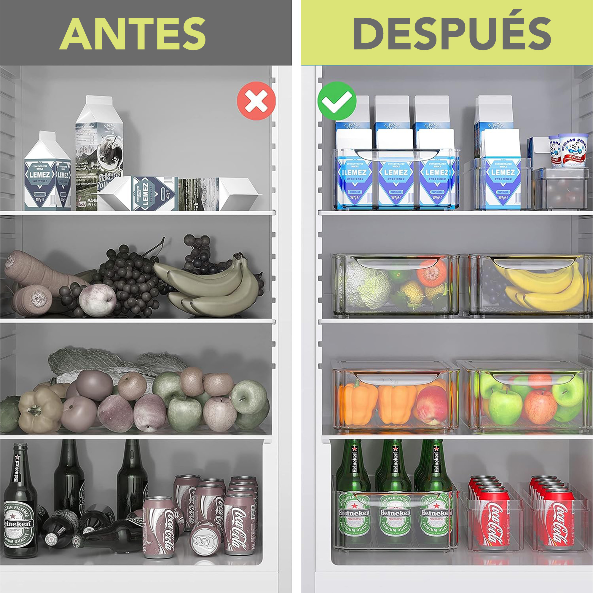 12 contenedores apilables Brandtrendy de plástico con tapa para organizar comida en el refrigerador