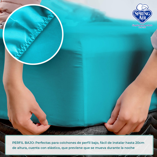 Juego de Sábanas Individual Spring Air Essence  Turquesa 100% Microfibra