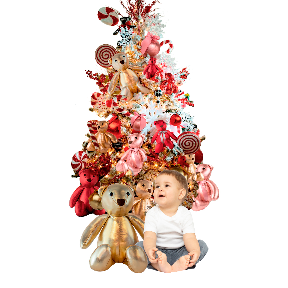 Decoración Navidad Set 2 Osos Peluche De Tela Tv Ofertas Fredo Adorno Navideño 40 Cm