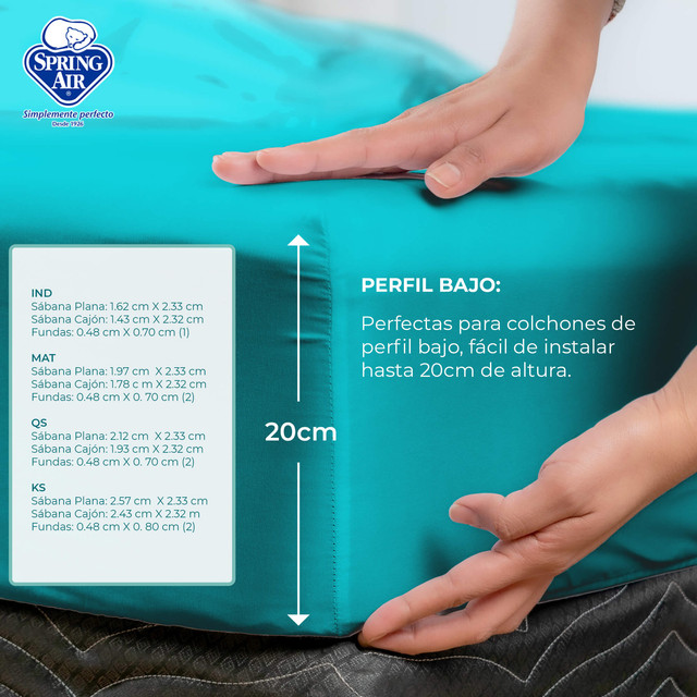 Juego de Sábanas Individual Spring Air Essence  Turquesa 100% Microfibra