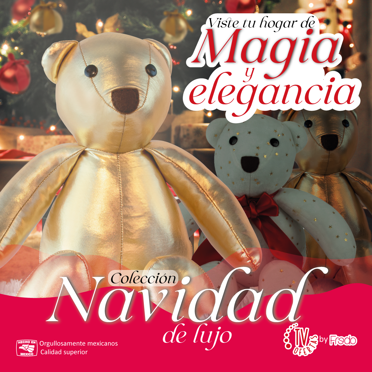 Decoración Navidad Set 2 Osos Peluche De Tela Tv Ofertas Fredo Adorno Navideño 40 Cm