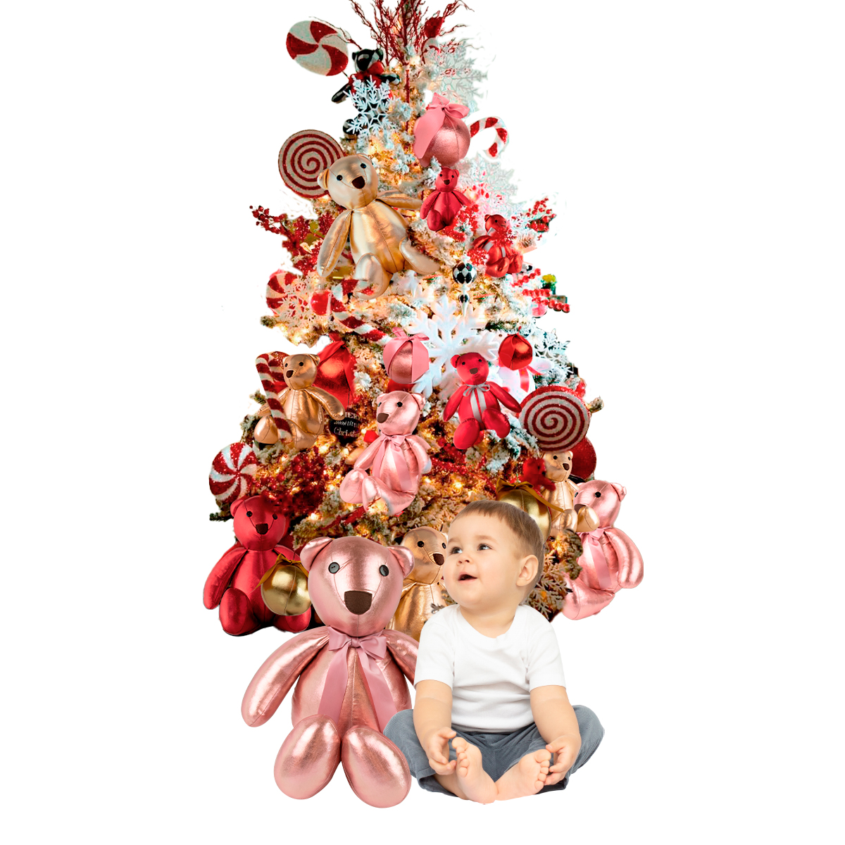 Decoración Navidad Set 2 Osos Peluche De Tela Tv Ofertas Fredo Adorno Navideño 40 Cm