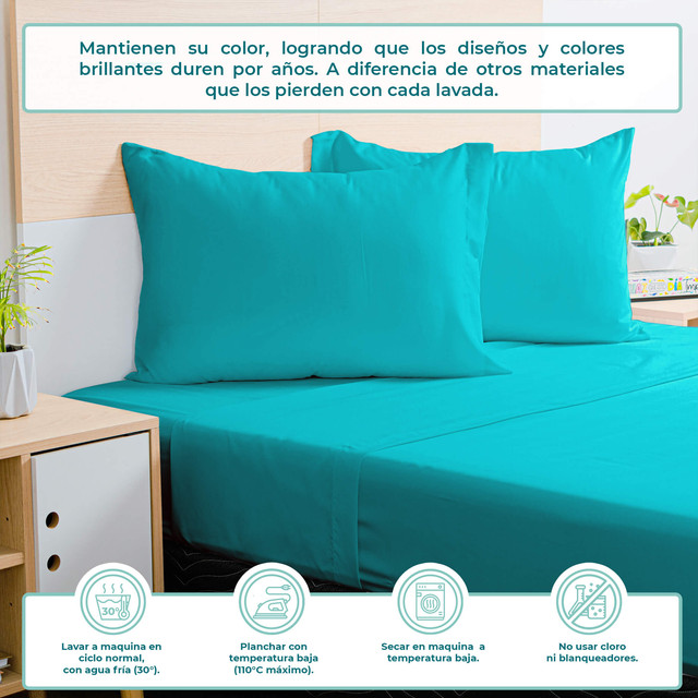 Juego de Sábanas Individual Spring Air Essence  Turquesa 100% Microfibra