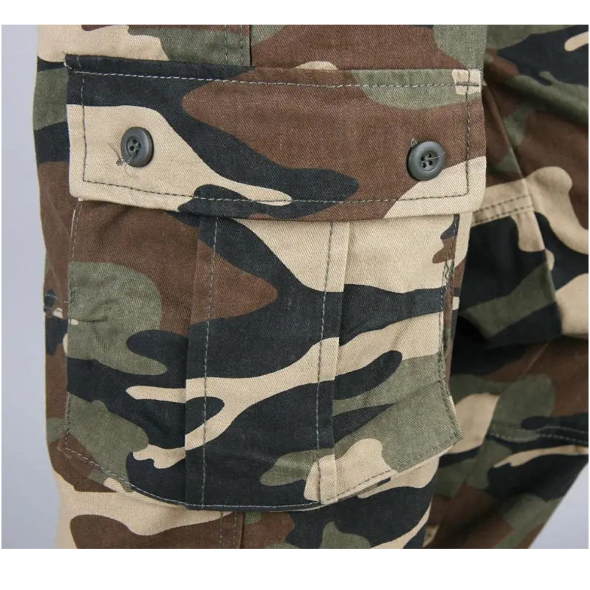 Pantalón cargo tácticos caqui 34 camuflaje multi bolsillo algodón alta calidad trabajo deportivo