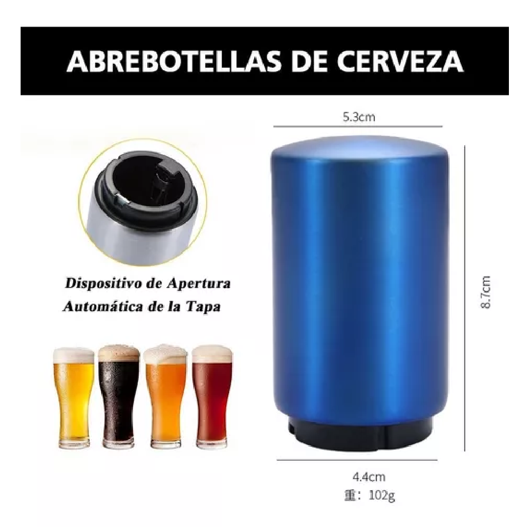 Destapador De Cerveza Automático Magnético Azul