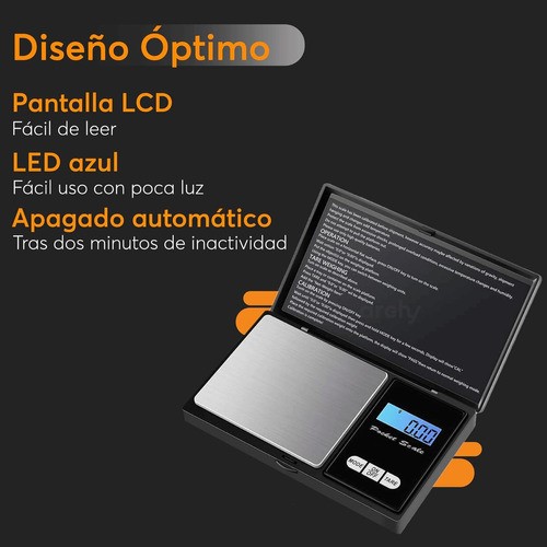 Gramera De Cocina Balanza 0.01gr A 200gr 2 Decimales Digital Negro