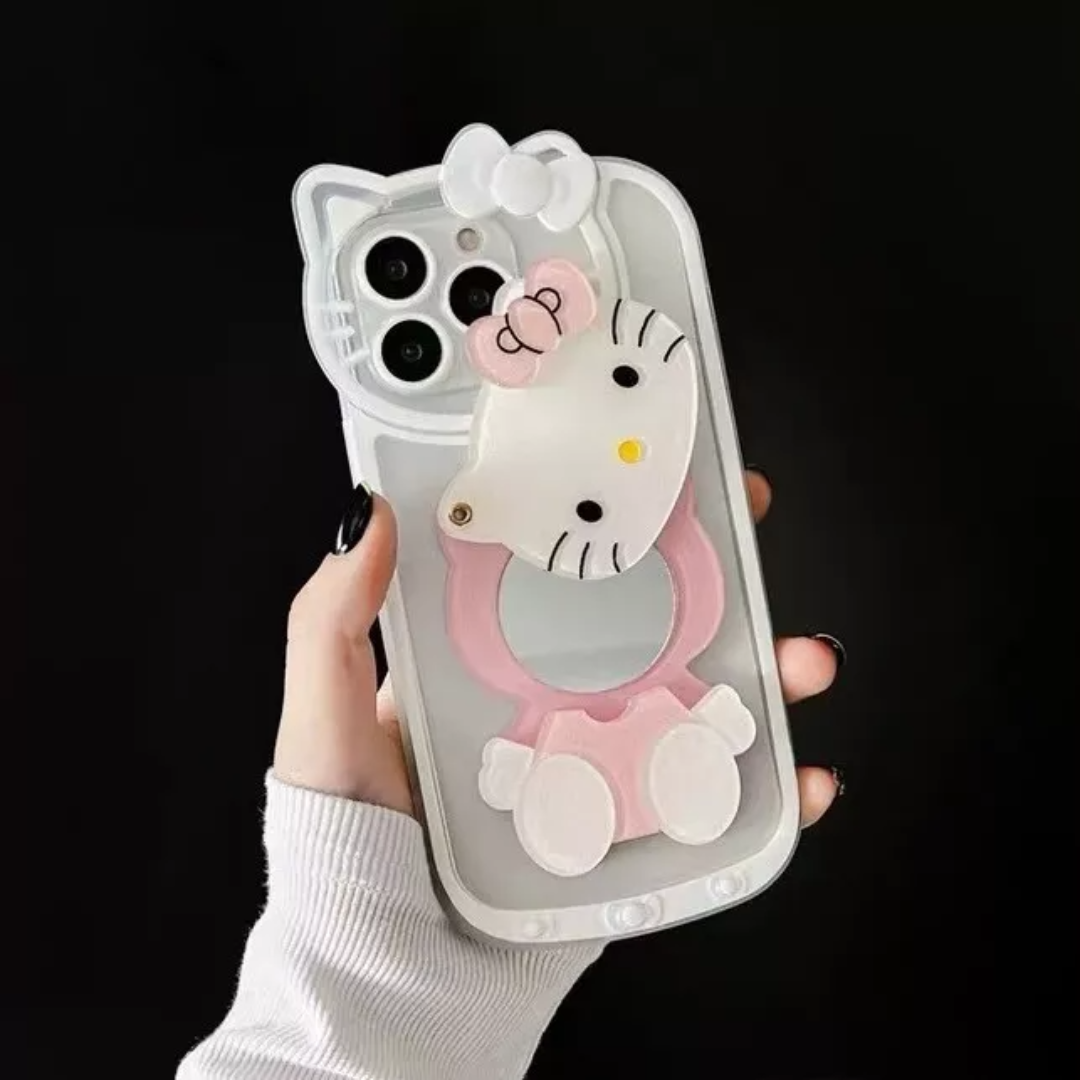 Para iPhone Funda,mirror+silicone Phone Case Gatito Kawaii IPHONE 14 PLUS