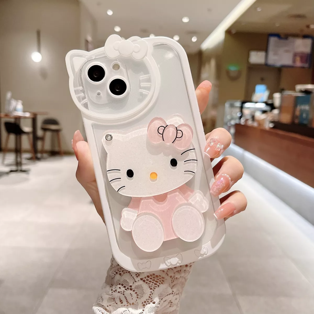 Para iPhone Funda,mirror+silicone Phone Case Gatito Kawaii IPHONE 14 PLUS