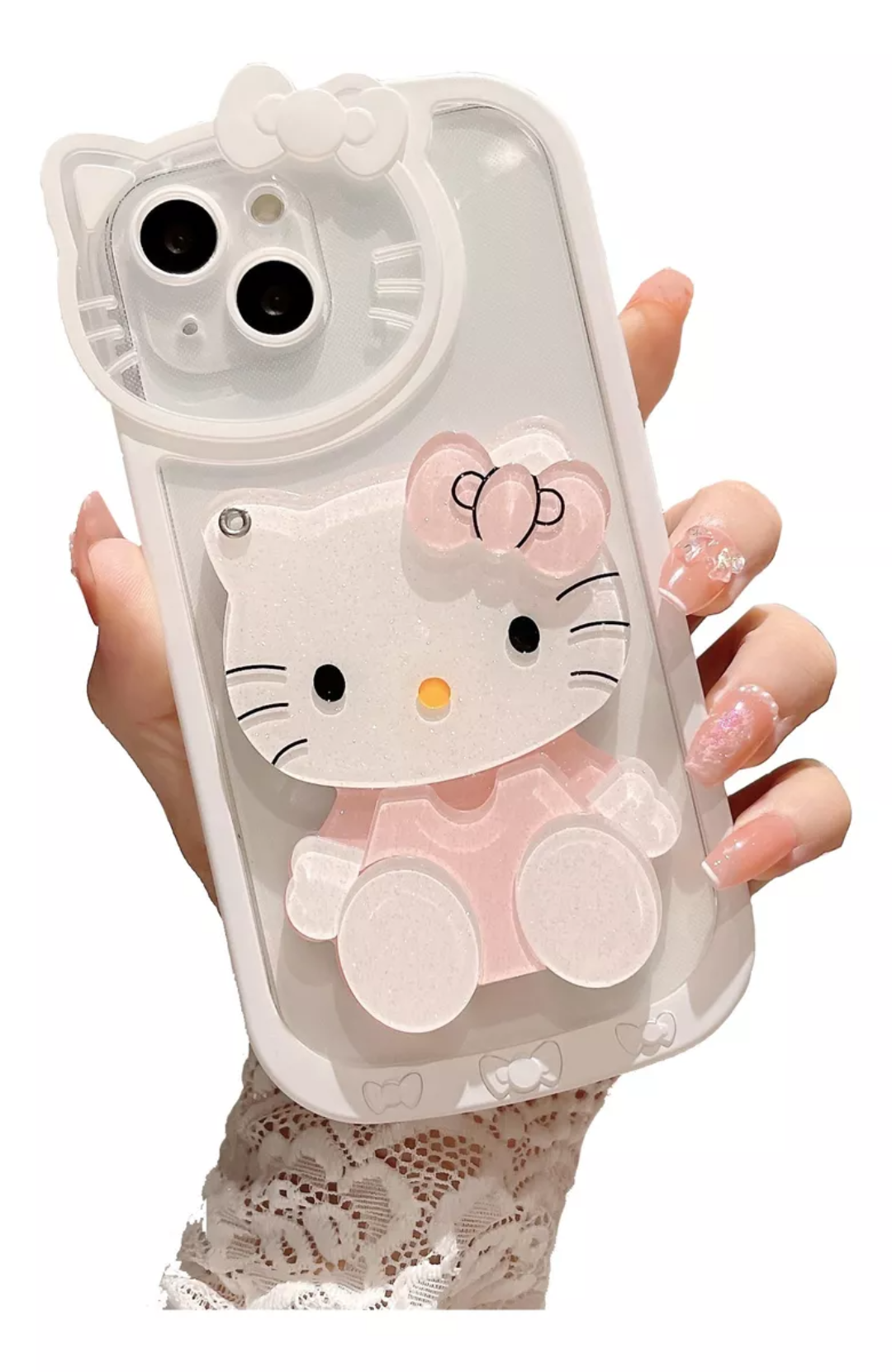 Para iPhone Funda,mirror+silicone Phone Case Gatito Kawaii IPHONE 14 PLUS