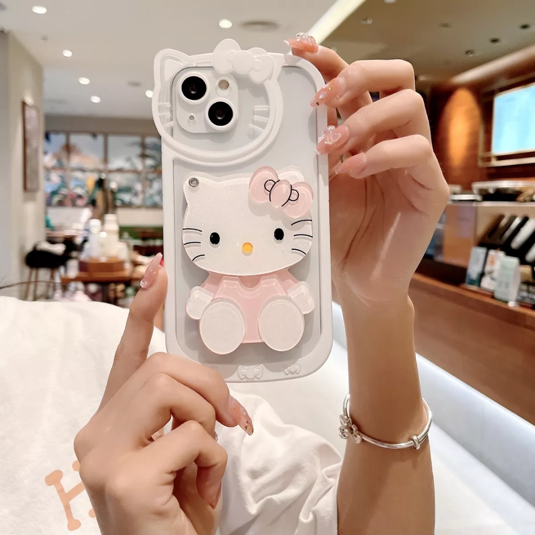 Para iPhone Funda,mirror+silicone Phone Case Gatito Kawaii IPHONE 14 PLUS
