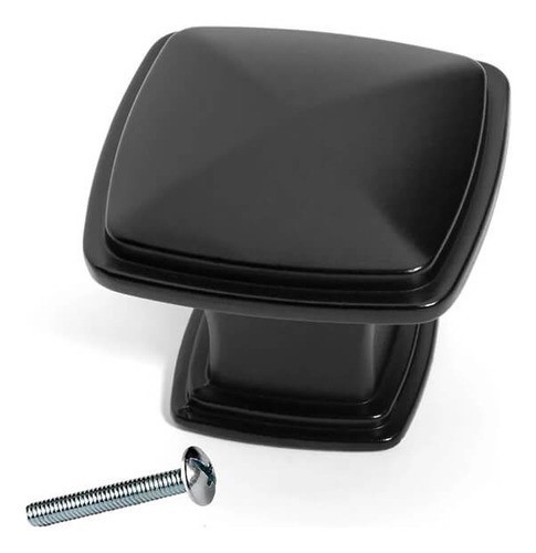 Jaladera Boton Cuadrado 30 Mm 12 Piezas, NEGRO