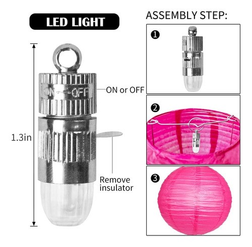 Lamparas Chinas De Papel 10 pzs Y 10 Focos Led, Chinos Fiesta ROSA