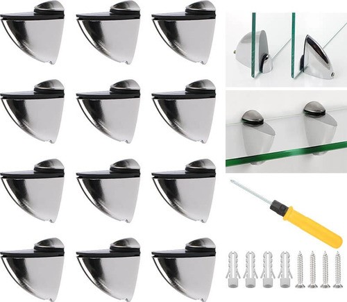 Clip Pelicanos Medianos Para Repisas Vidrio Pack 12 pzs plata