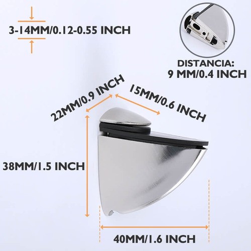 Clip Pelicanos Medianos Para Repisas Vidrio Pack 12 pzs plata