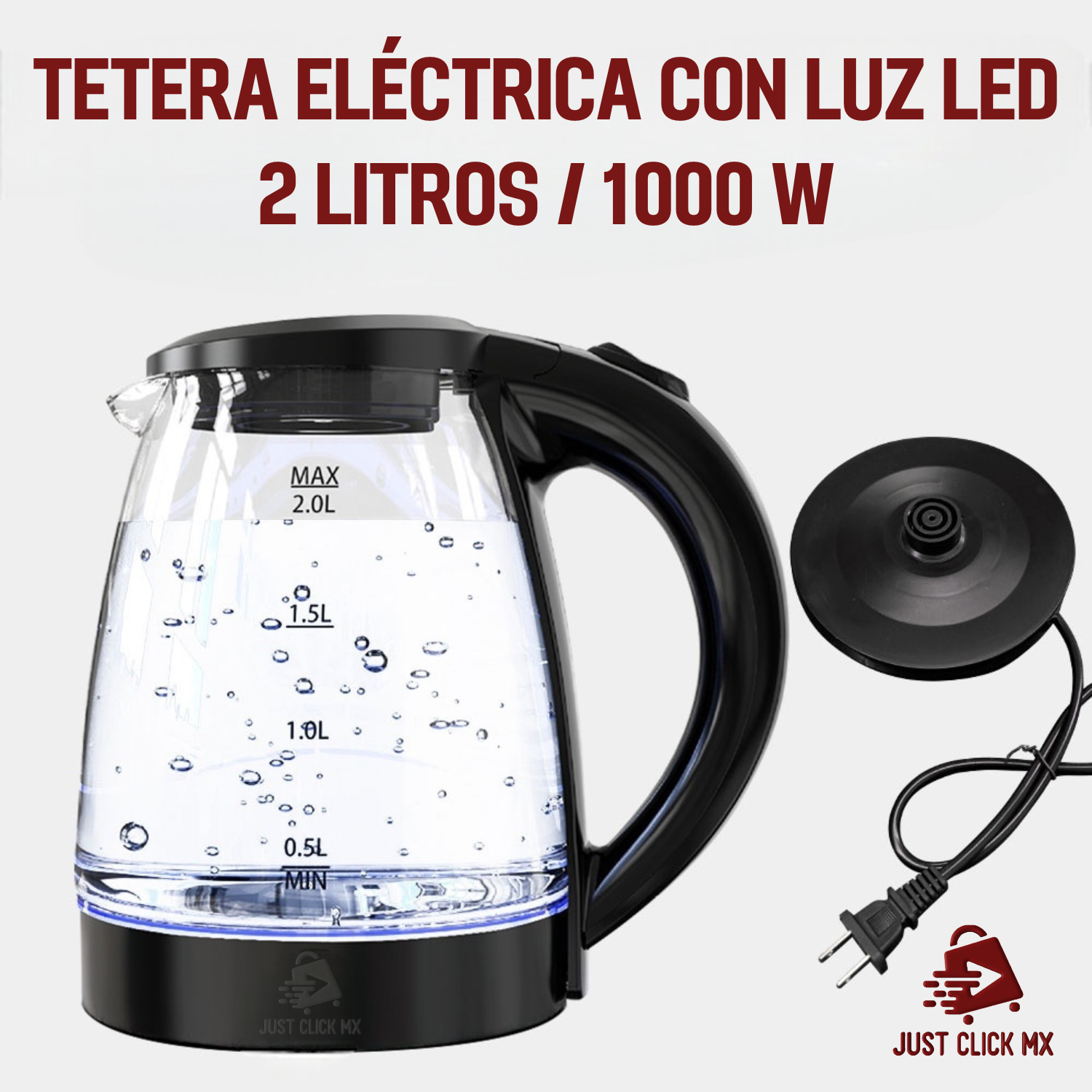 Tetera eléctrica con luz LED 2 Litros