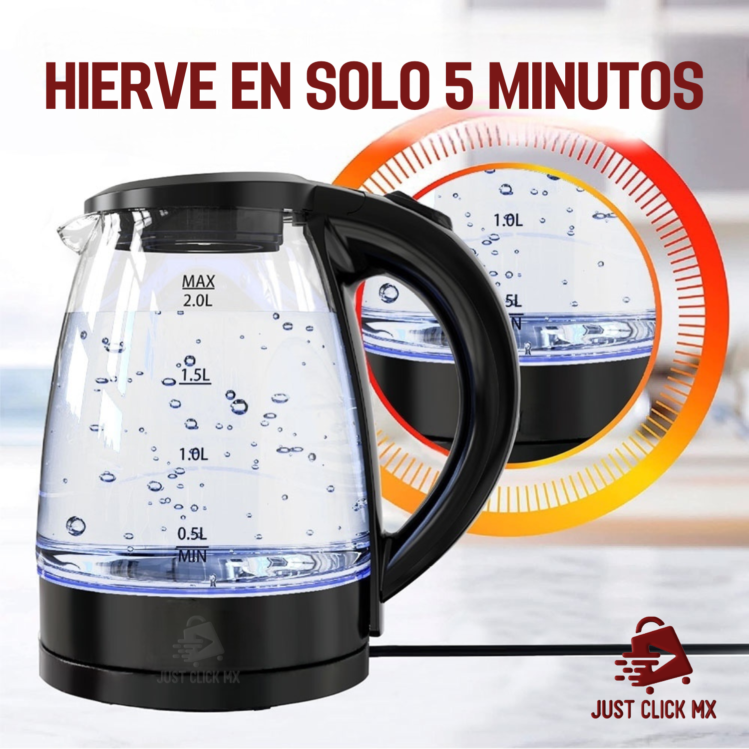 Tetera eléctrica con luz LED 2 Litros