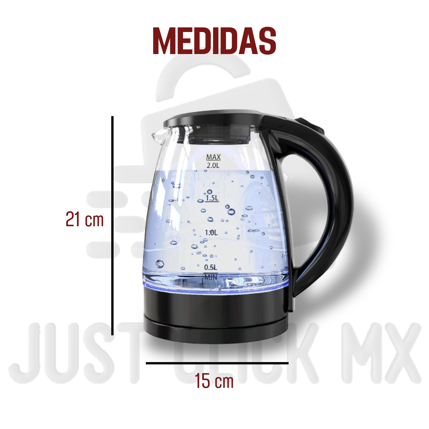 Tetera eléctrica con luz LED 2 Litros