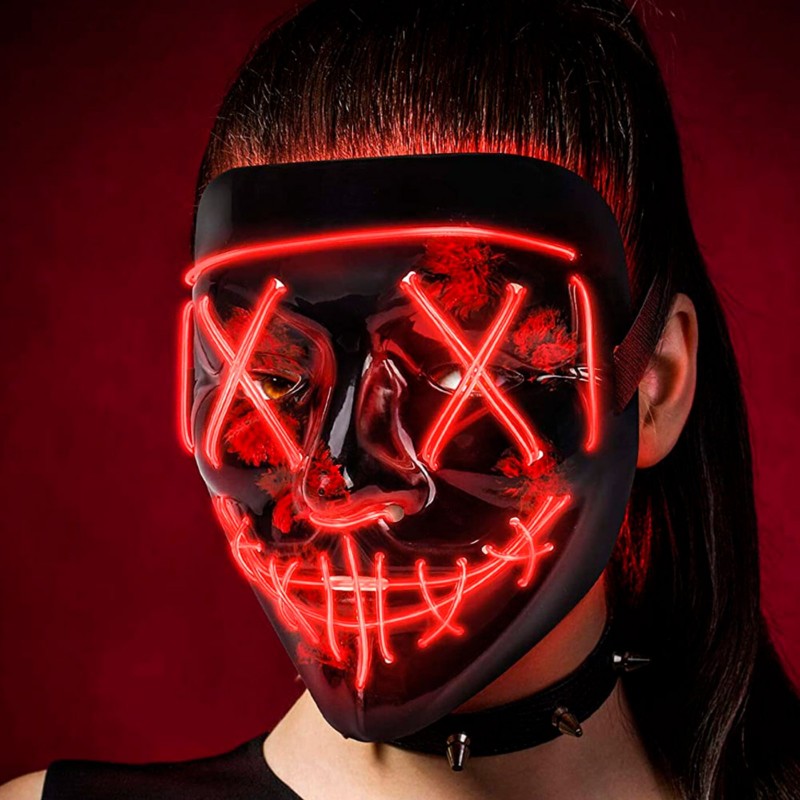 Máscara Luz Led La Purga Halloween Lux Fria con Flash