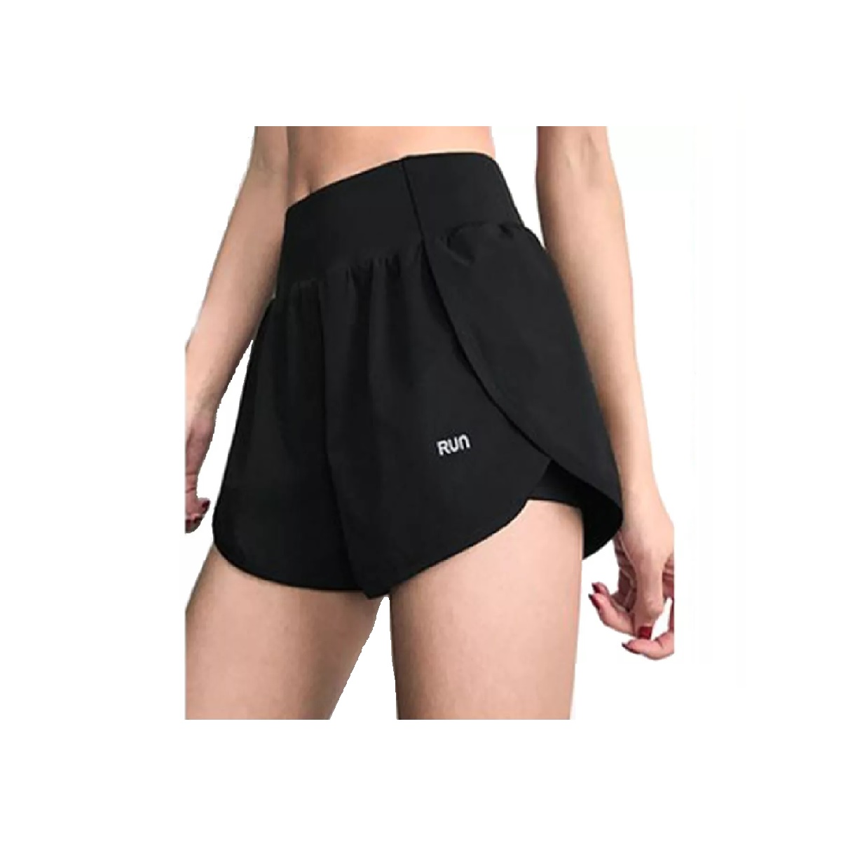 2 En 1 Gym Short Licra Deportiva De Doble Capa Con Bolsillo Negro Talla M