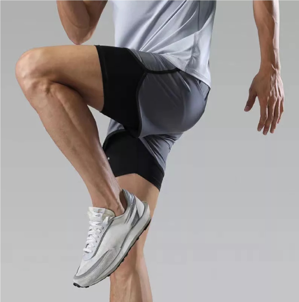 Short Con Licra Deportiva 2 En 1 Hombre Correr Gym Gris Talla XL