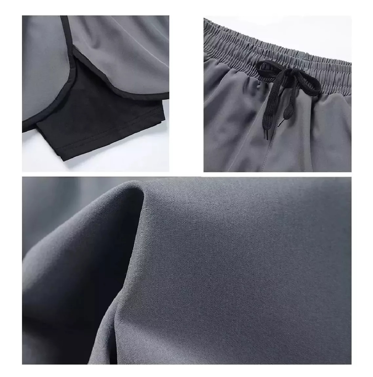 Short Con Licra Deportiva 2 En 1 Hombre Correr Gym Gris Talla XL