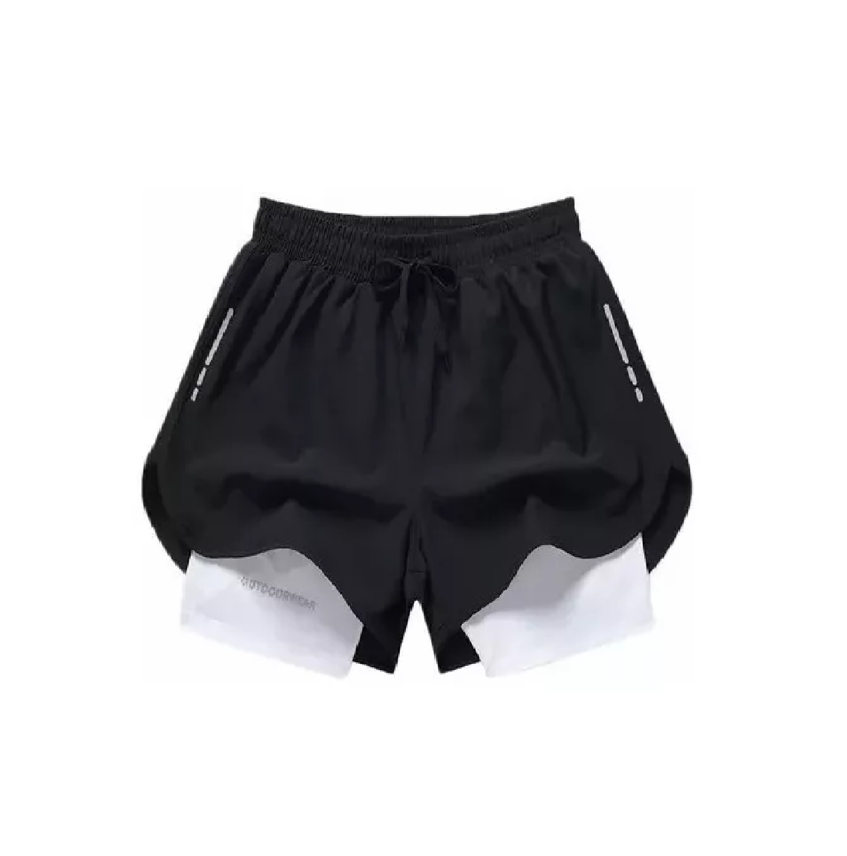 Short Con Licra Deportiva 2 En 1 Hombre Correr Gym Blanco y Negro Talla 3XL