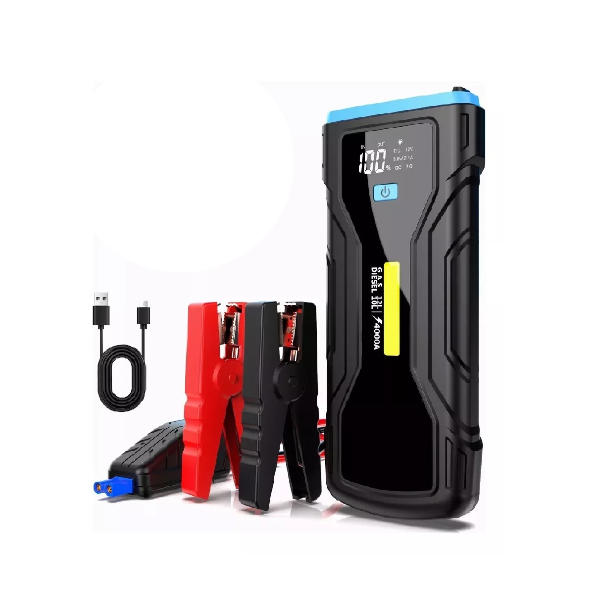 Arrancador De Batería Coche, 4000 A, 28000mah Con Smart Clip