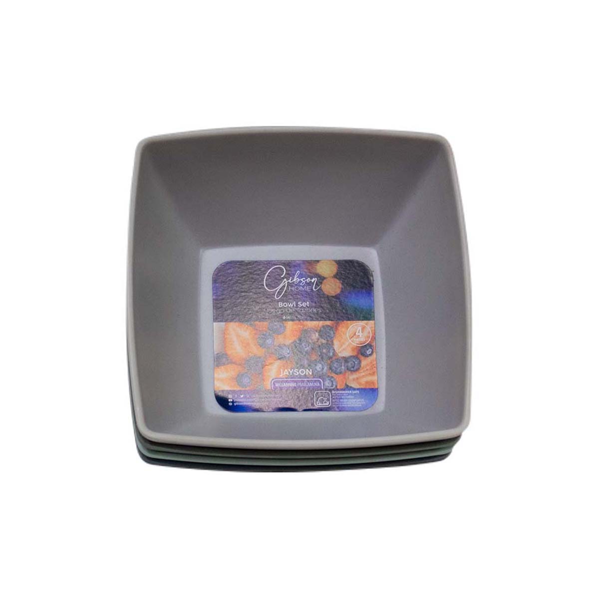 JUEGO DE TAZONES DE MELAMINA  4 PZS 15 CM MULTICOLOR CUADRADOS JAYSON 15