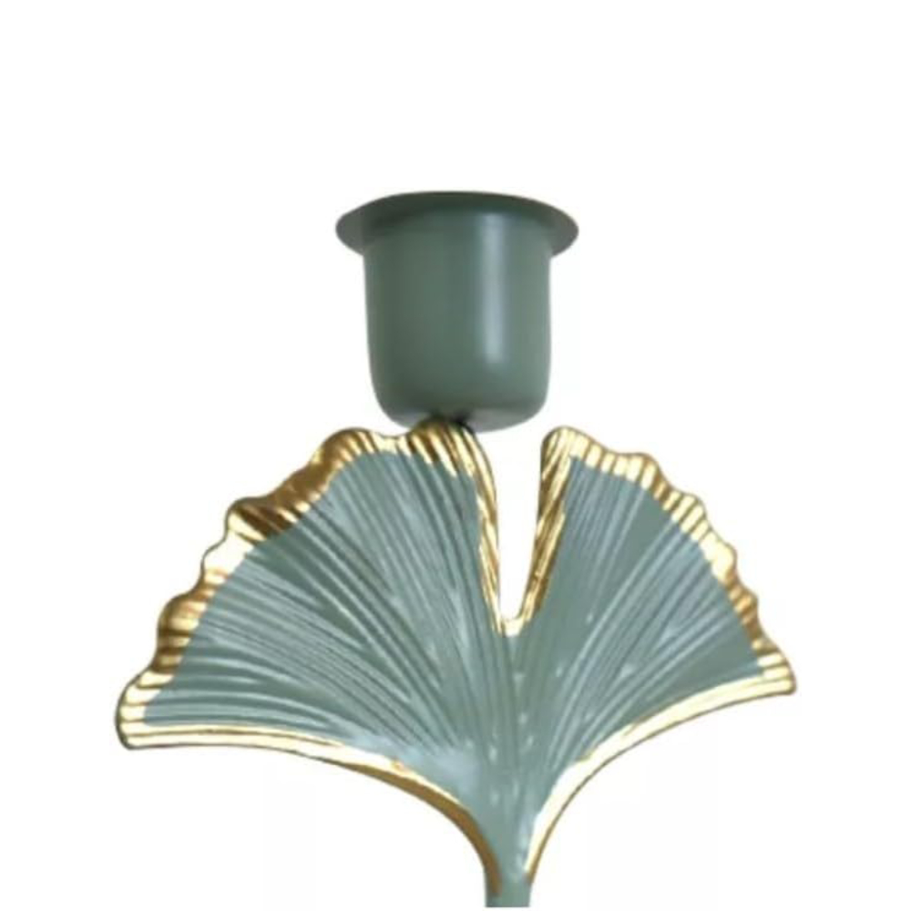 Kit De 4 Portavelas Metálico Ilios Innova Mesa Con Base Marmol Color Palmera