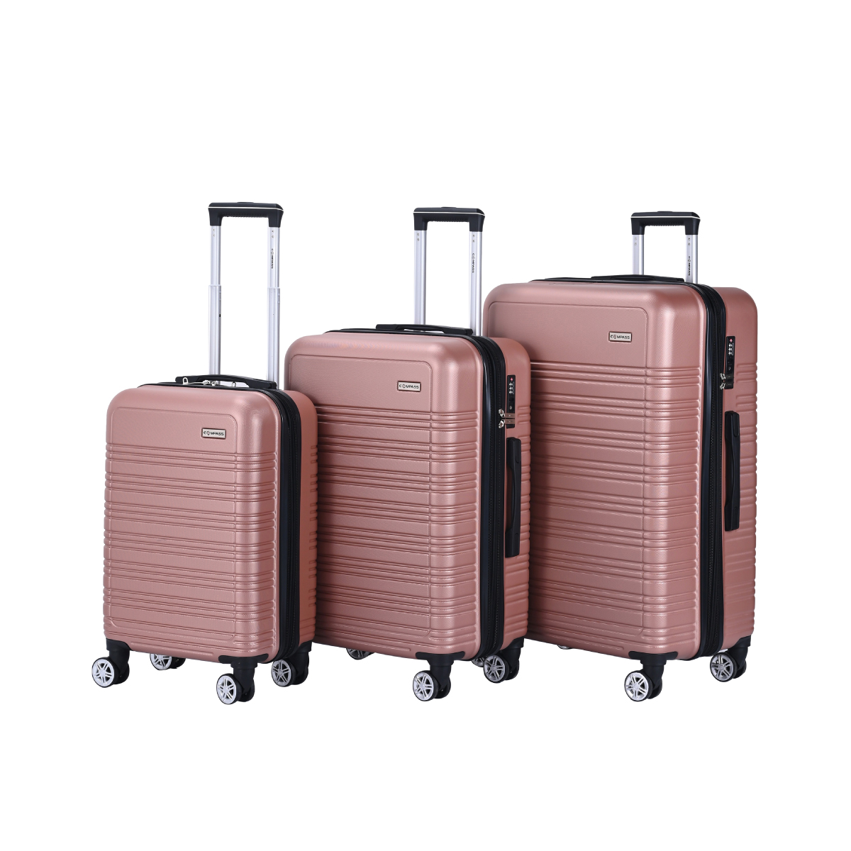 Juego de 3 Maletas ABS 8 ruedas Montevideo 20,24 y 28 Oro Rosa