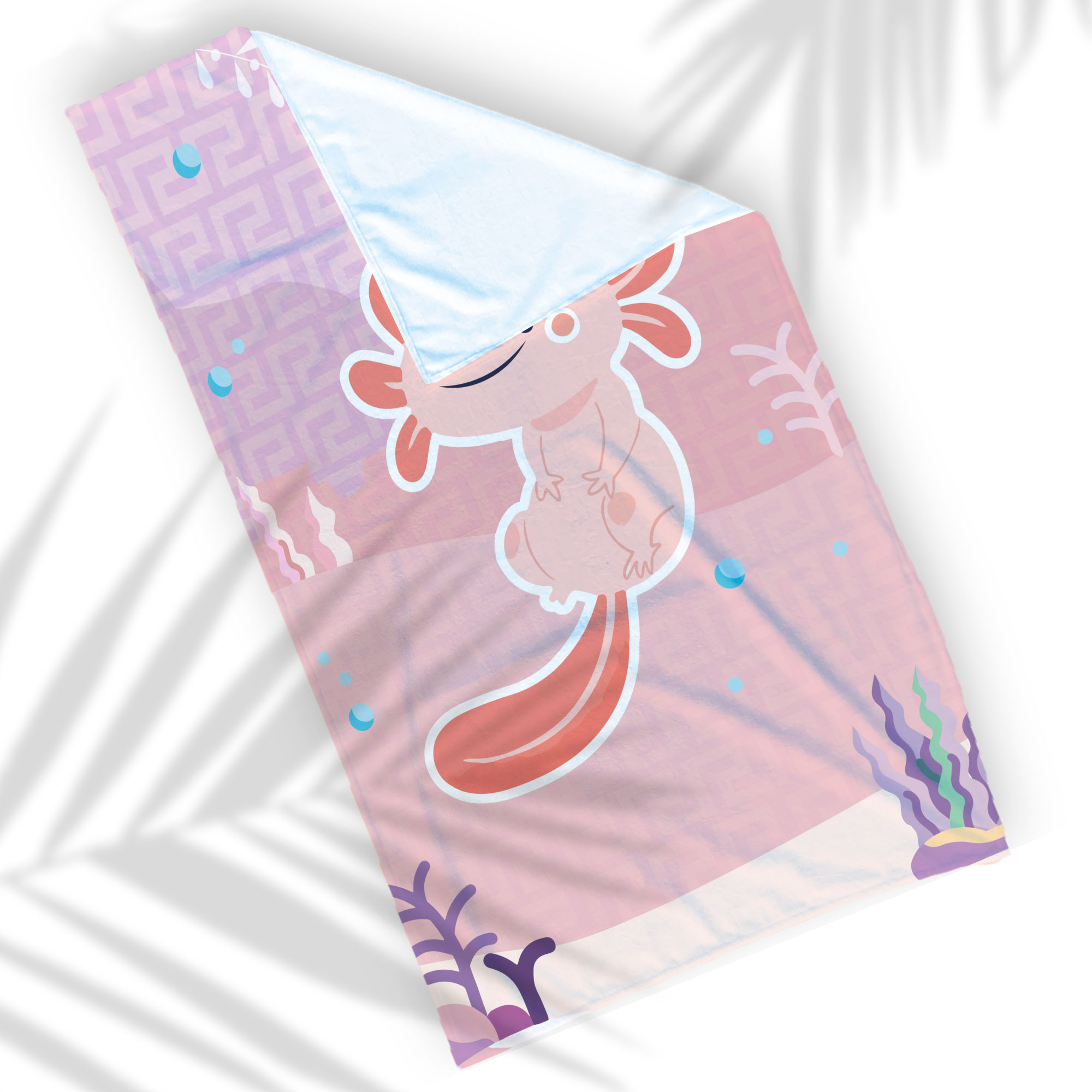 Toalla de Baño Diseño de Ajolote Mar Rosa Absorbente Y Ligera Alta Calidad.