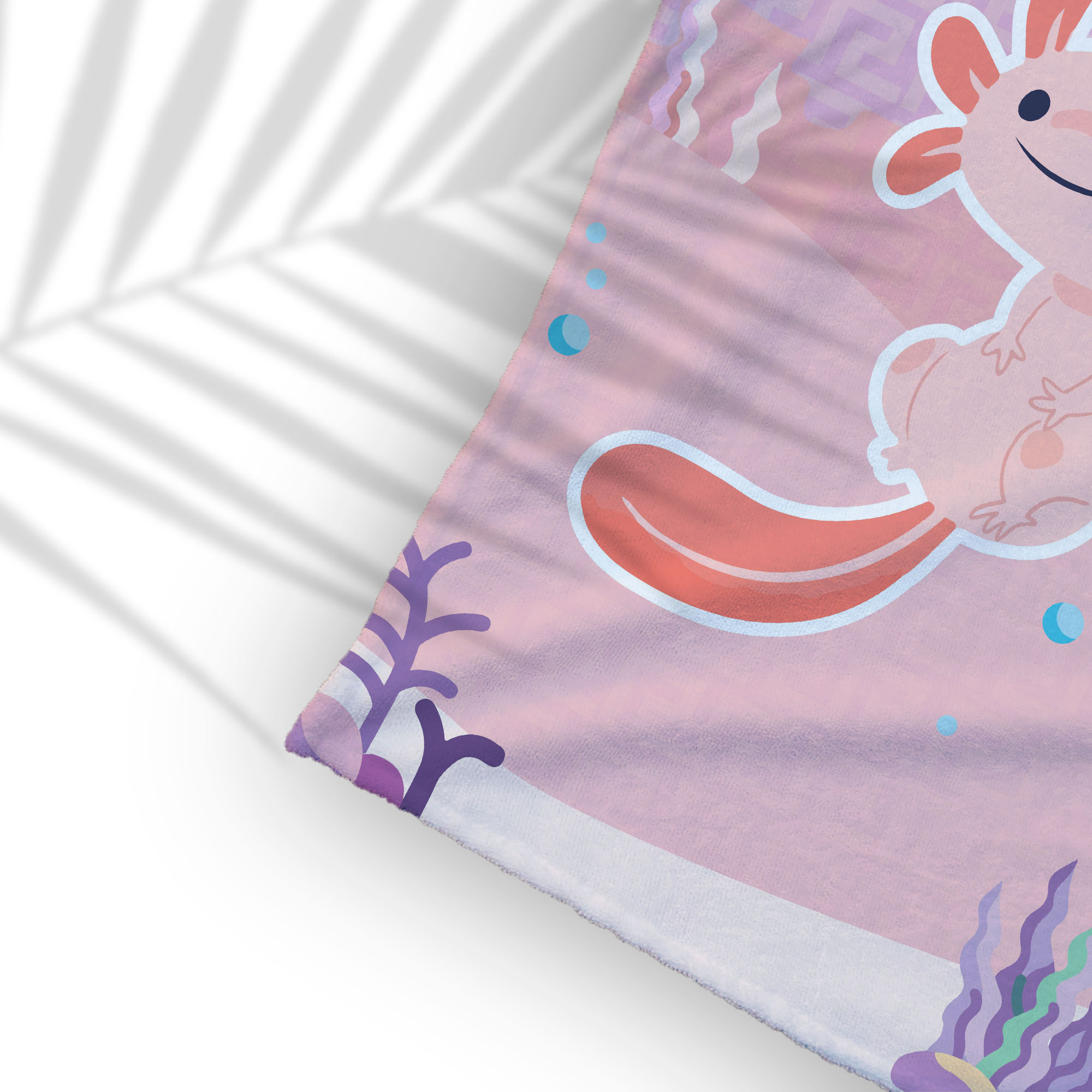 Toalla de Baño Diseño de Ajolote Mar Rosa Absorbente Y Ligera Alta Calidad.