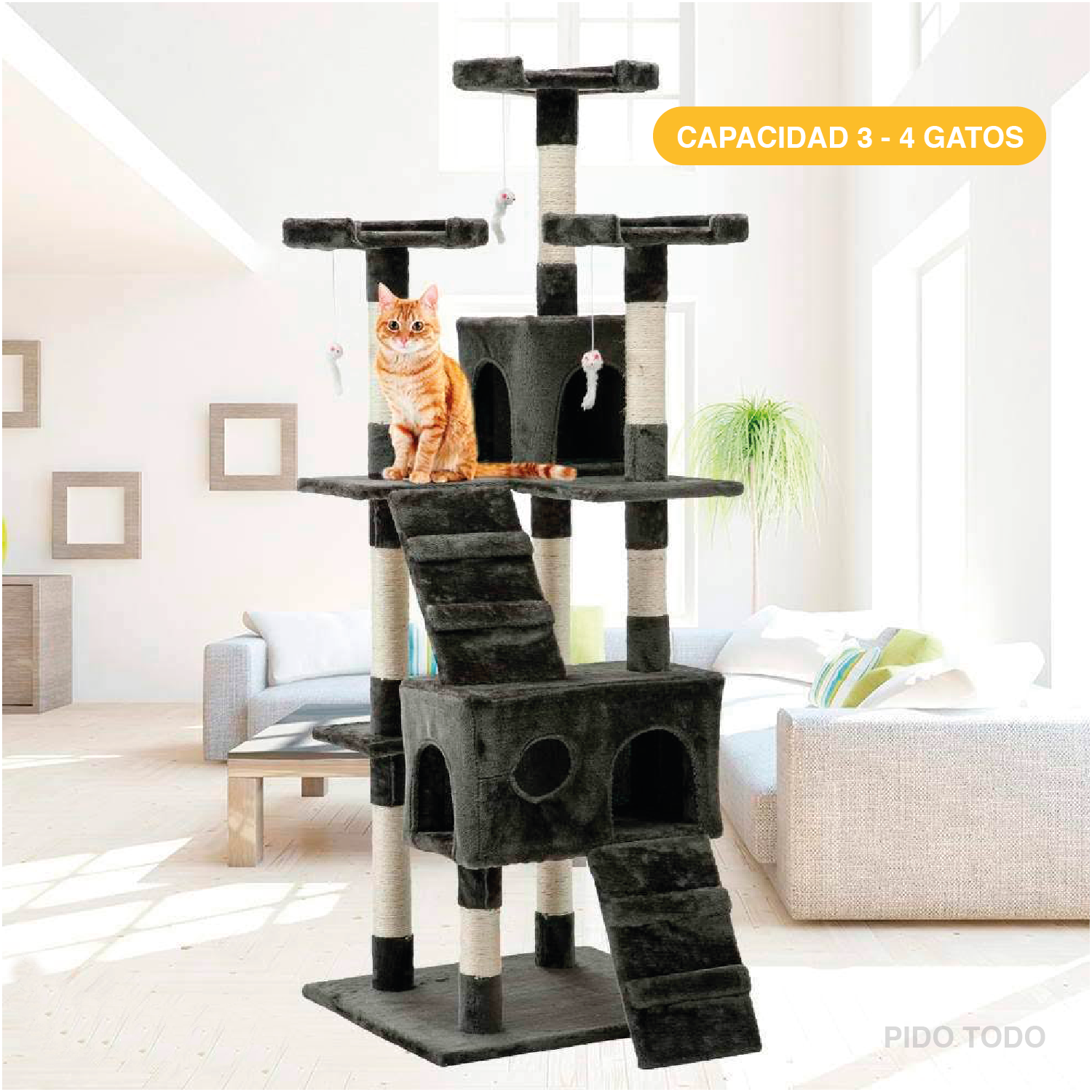 Mueble rascador para gato 182cm Burmilla Gris Polipets 