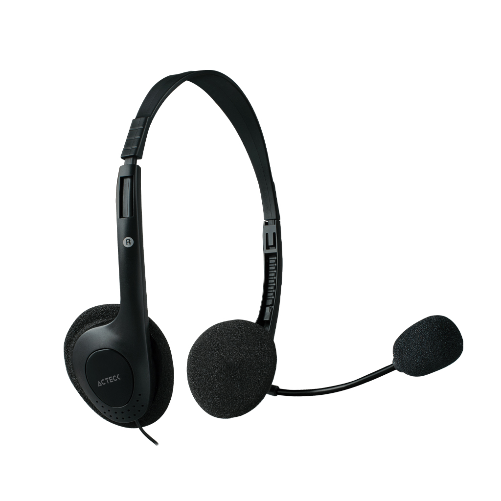 Acteck Audífonos con Micrófono AM-370, Alámbrico, 1.8 Metros, 3.5mm, Negro