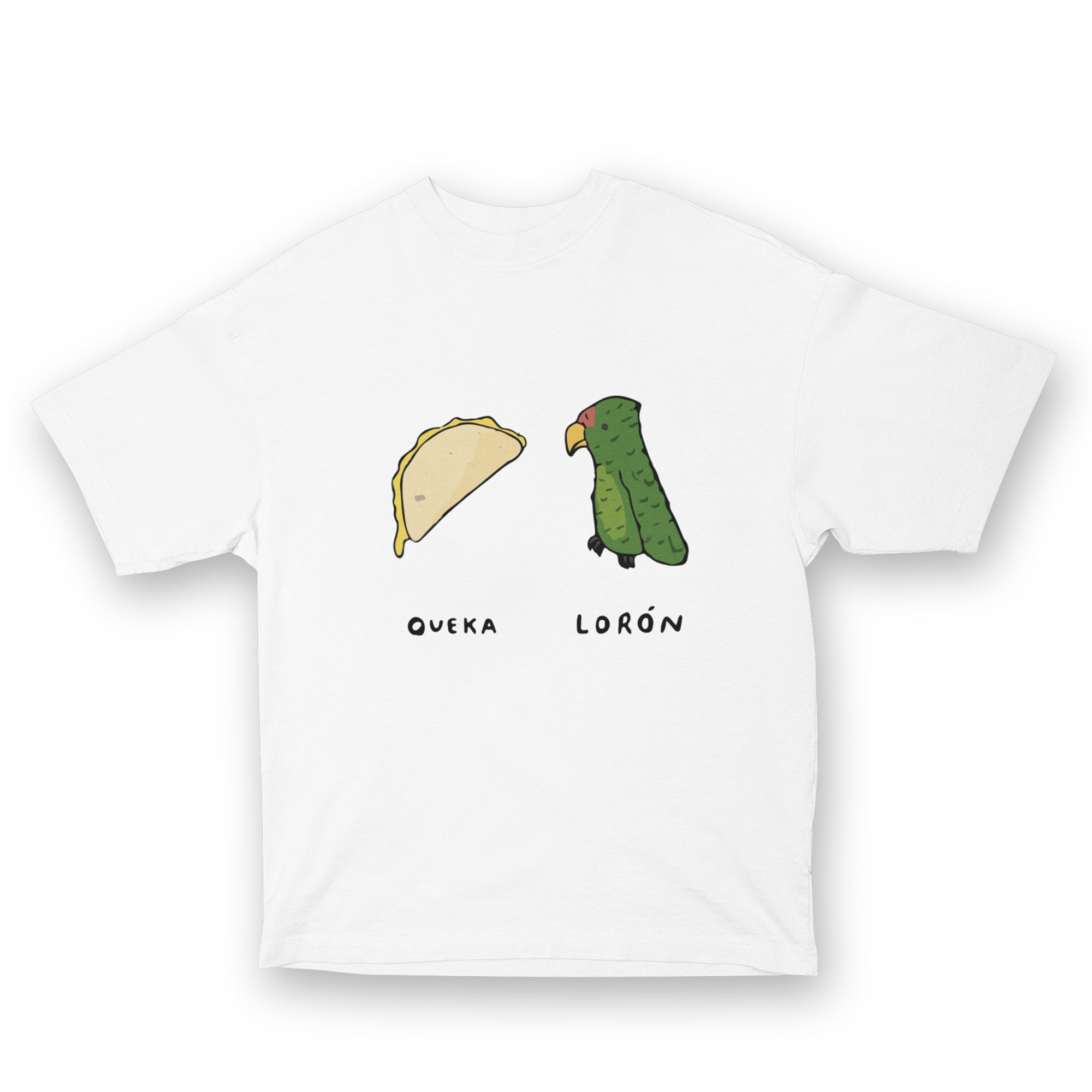 Playera Oversize de Manga Corta Unisex con Diseño de Quekaloron Blanca Cómoda y de Alta Calidad