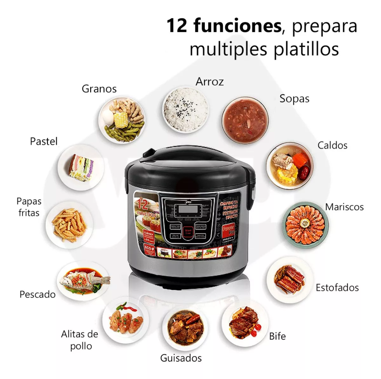 Olla Electrica Arrocera Digital Ceramica 6l 12 Funciones You Color Plata Con Negro Frecuencia 60hz