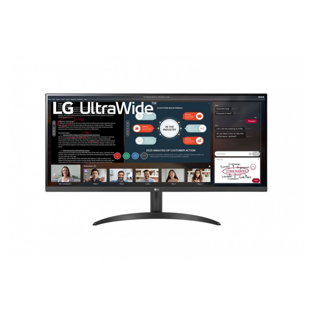 Monitor LG 34WP500-B LED 34", UltraWide Full HD, Ultra Wide, FreeSync, 75Hz, HDMI, Negro.