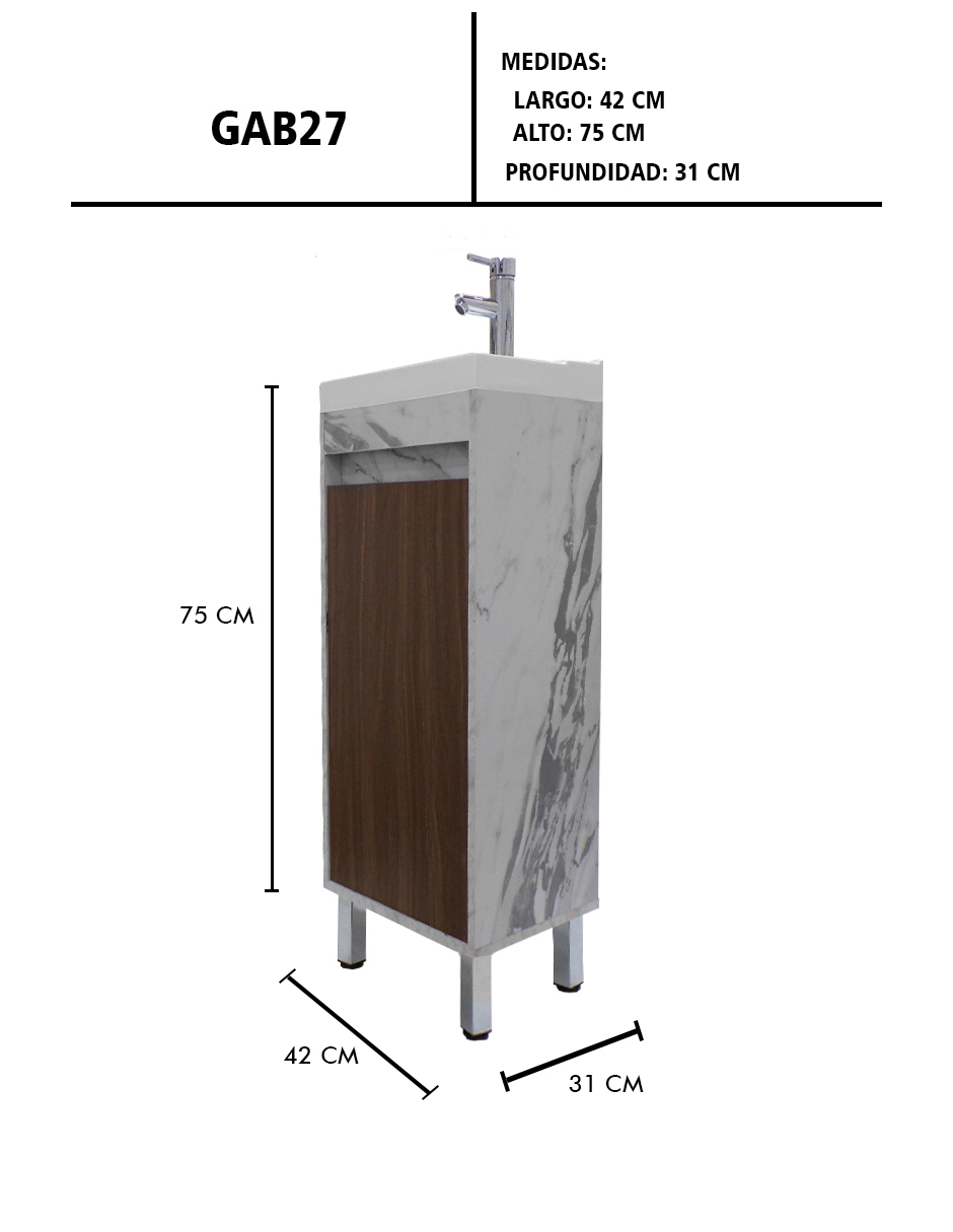 Gabinete Para Baño NALA Con Lavabo Minimalista