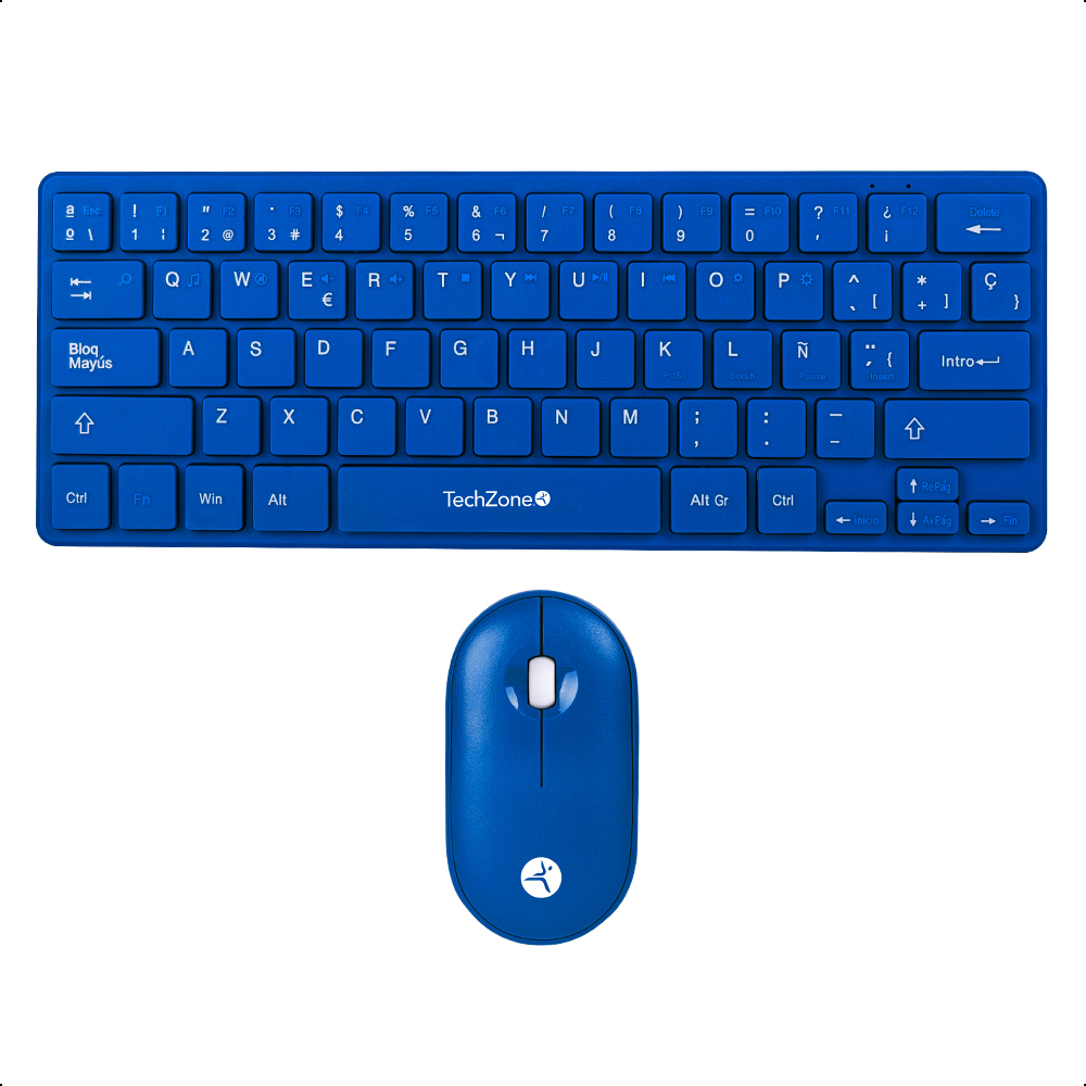 Teclado y mouse Inalámbrico Techzone Young PopBlue 64 Teclas Azul