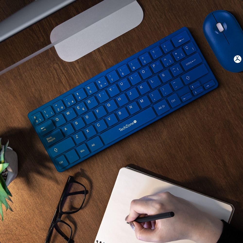 Teclado y mouse Inalámbrico Techzone Young PopBlue 64 Teclas Azul