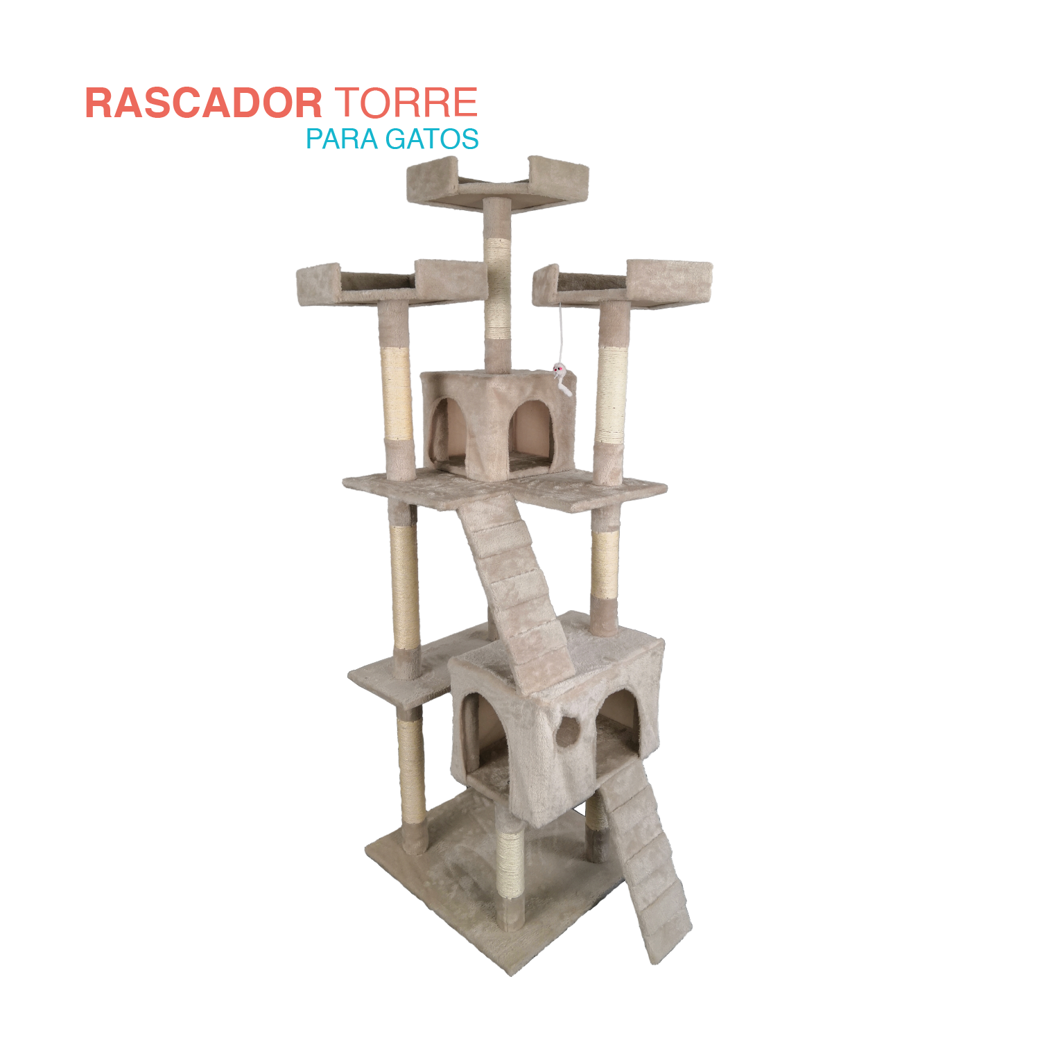 Mueble rascador para gato 182cm Burmilla Beige Polipets