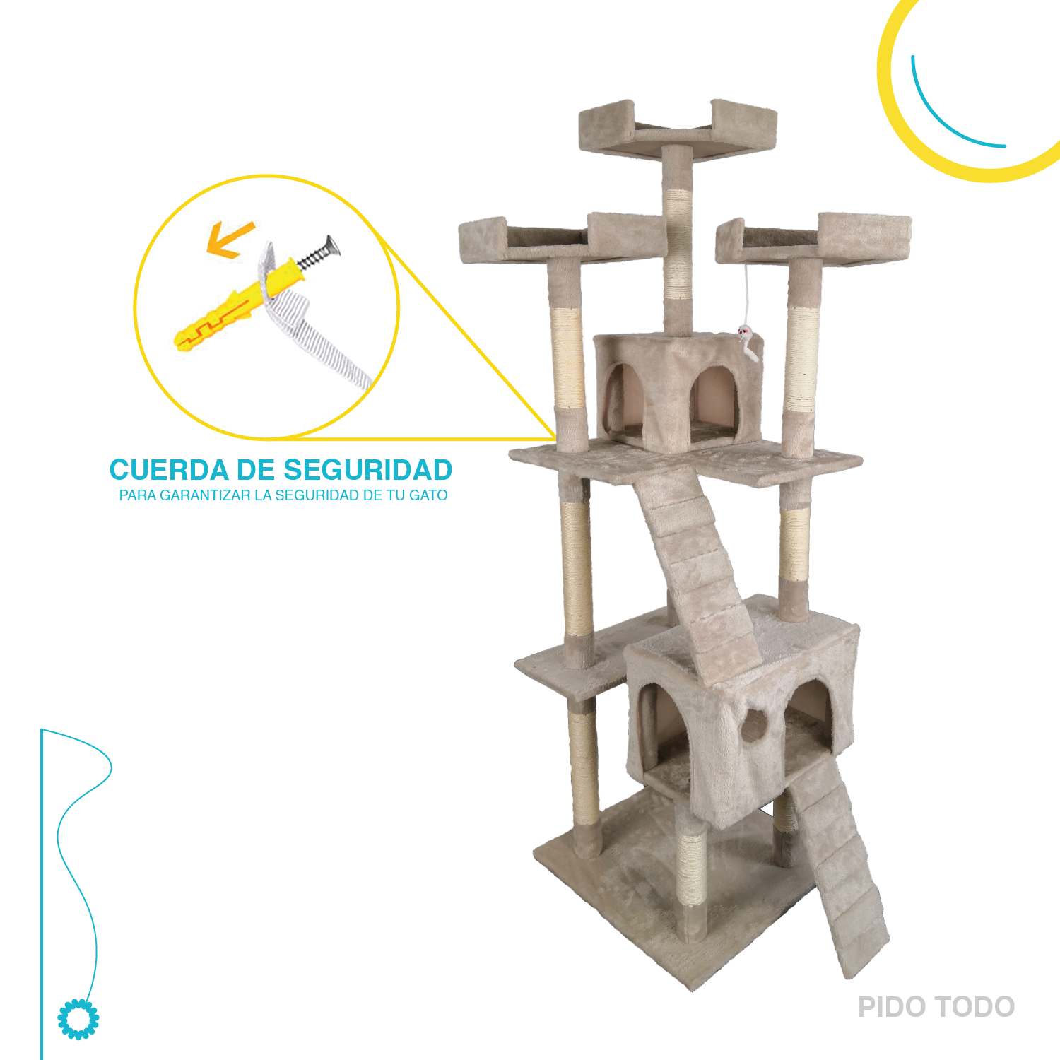 Mueble rascador para gato 182cm Burmilla Beige Polipets
