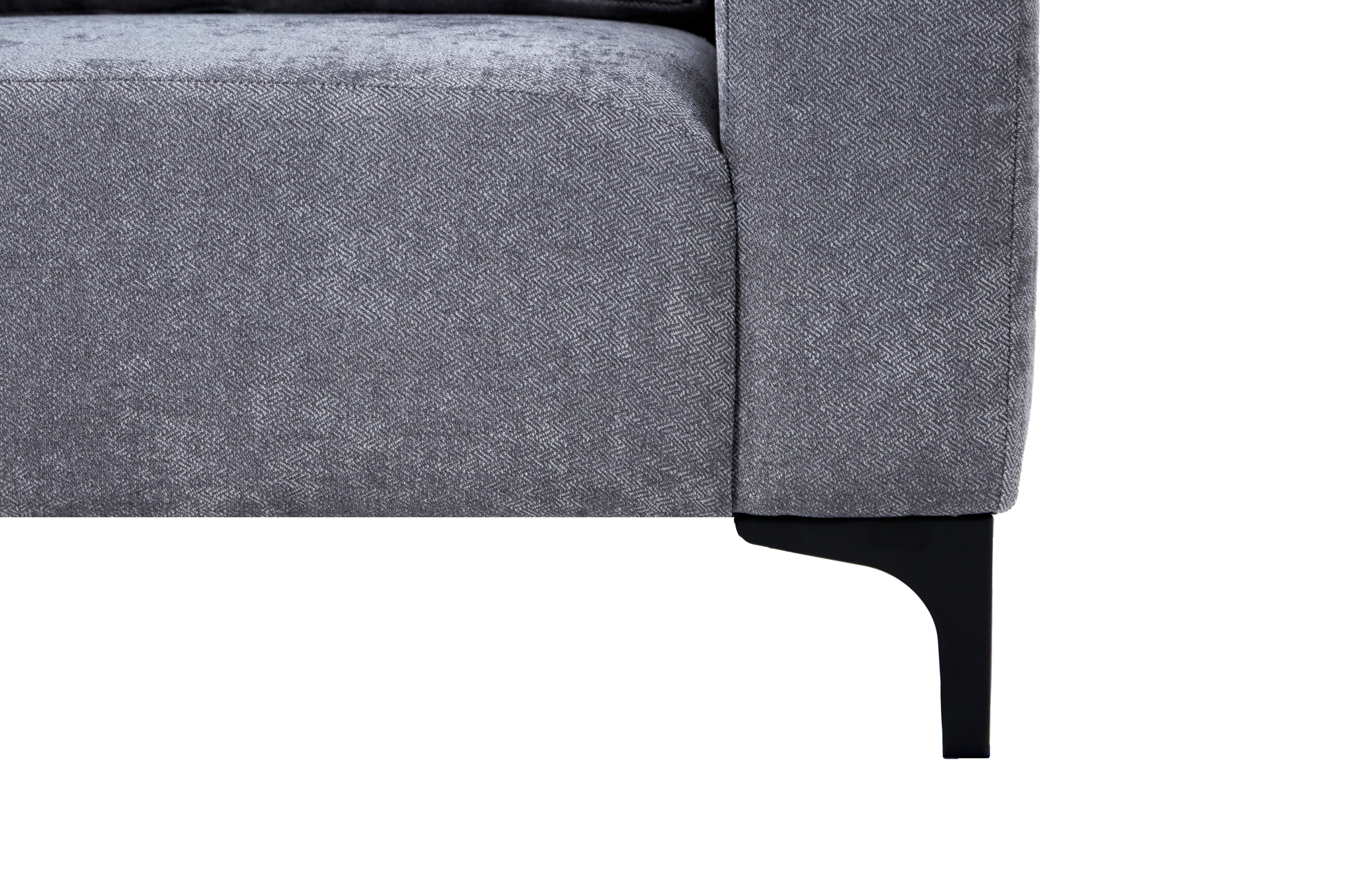 Sofá Cama Tapizado en Tela Gris. Estructura de Madera Sólida y Patas de Metal