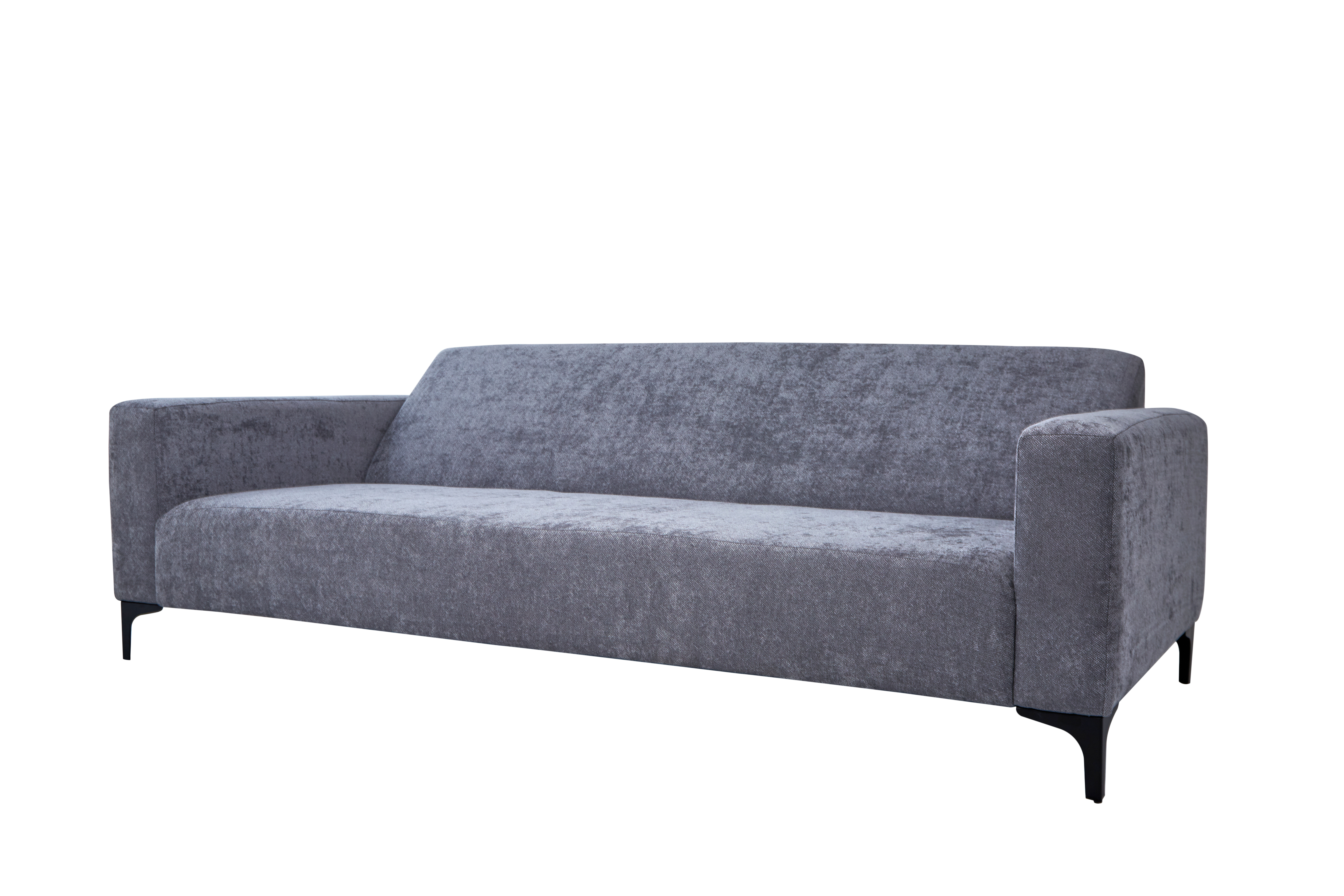 Sofá Cama Tapizado en Tela Gris. Estructura de Madera Sólida y Patas de Metal