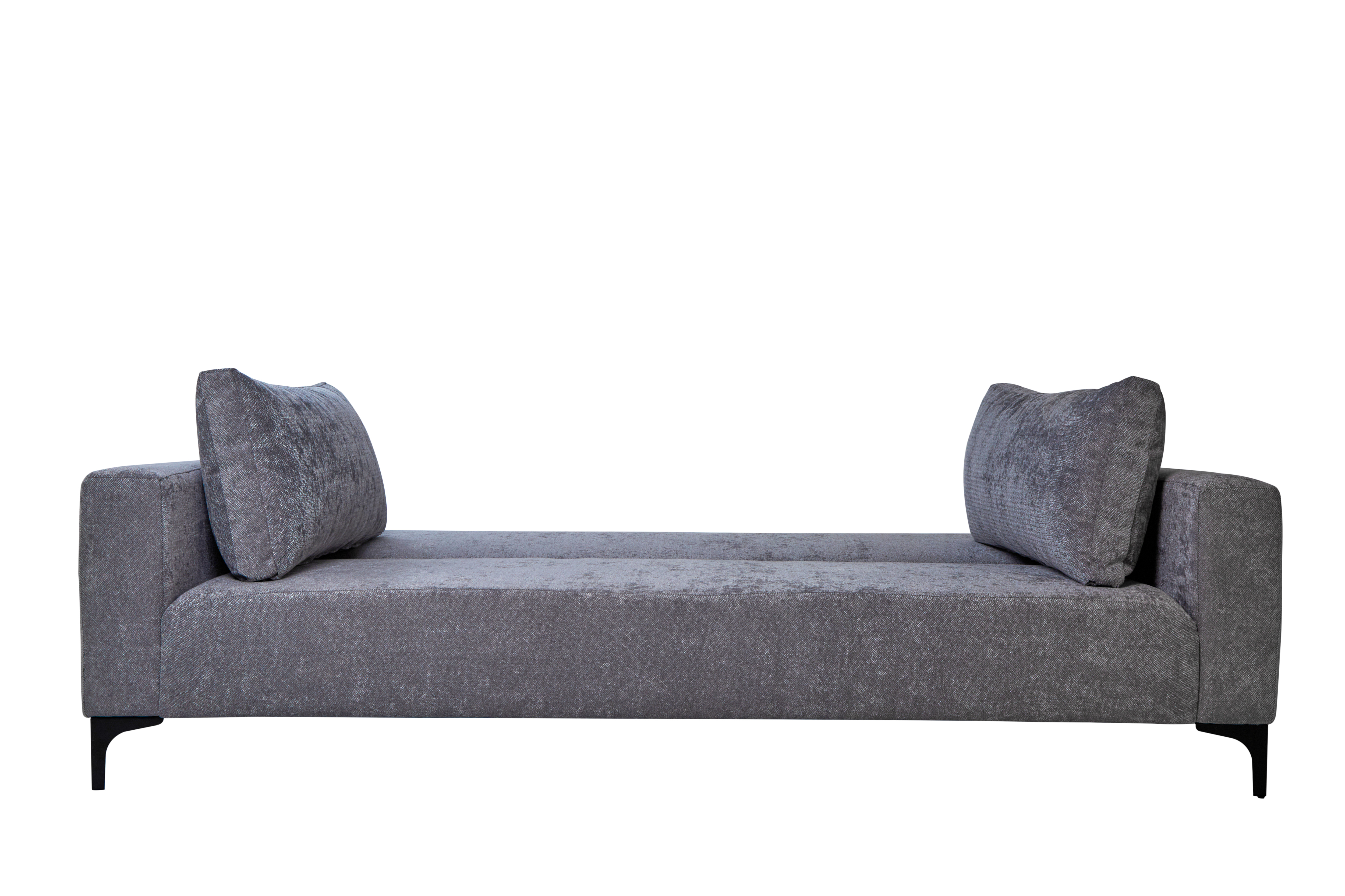 Sofá Cama Tapizado en Tela Gris. Estructura de Madera Sólida y Patas de Metal