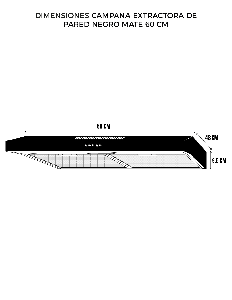 Combo DISA HOME Parrilla a Gas 4 Quemadores Cristal Templado Y Campana Extractora de Pared Negro Mate 60 cm DISA Home